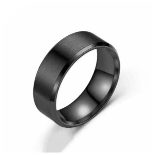 Men Black Matte Finish Stainless Steel 8mm Wedding Band