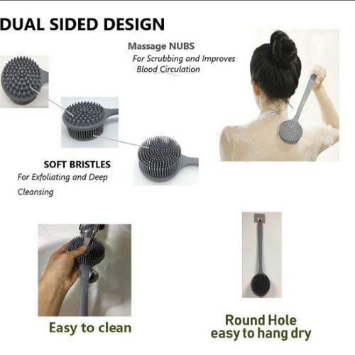 Silicone Exfoliating Bath Back/Body Scrubber With Handle