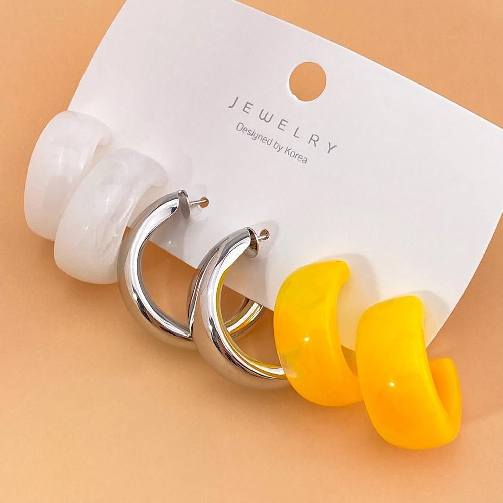 Fashion Trendy Acrylic Alloy Drop Earring Sets for Women Korean Geometry Colorful Acrylic Dangle Earrings Brincos Jewelry Gift