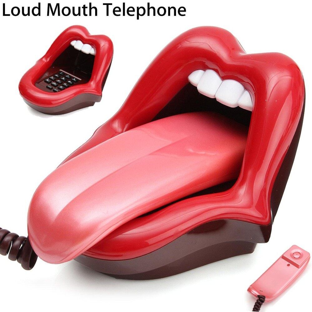 Lips Telephone Retro Style Novelty Corded Big Mouth Red Phone Novelty Gift Home