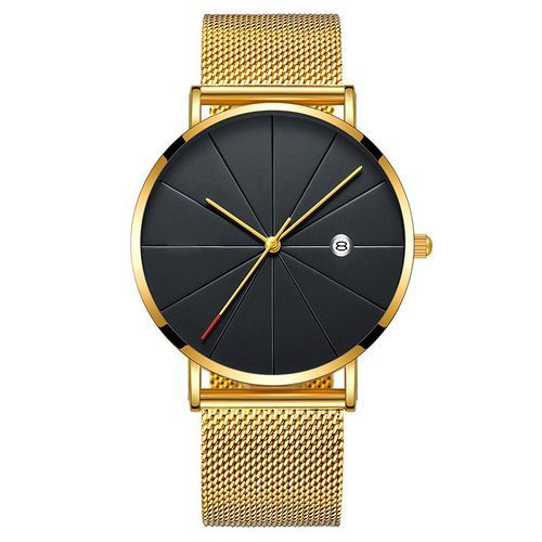New Ultra Thin Men Mesh Strap Business Casual Quartz Wristwatch