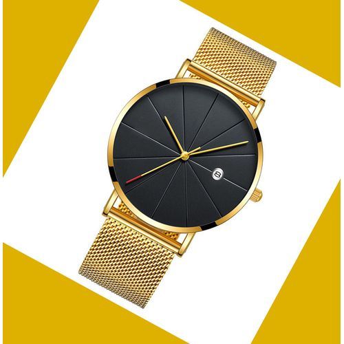 New Ultra Thin Men Mesh Strap Business Casual Quartz Wristwatch