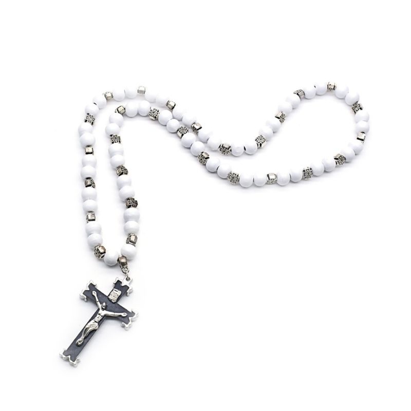 Wood Beads Prayer Rosary Necklaces Catholic  Pendant