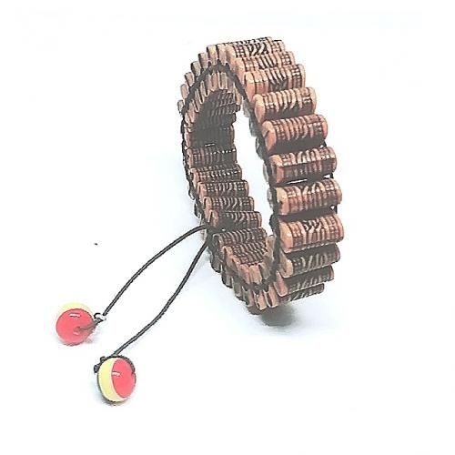 Men Sleek Brown Leather Wristwatch + Bracelets