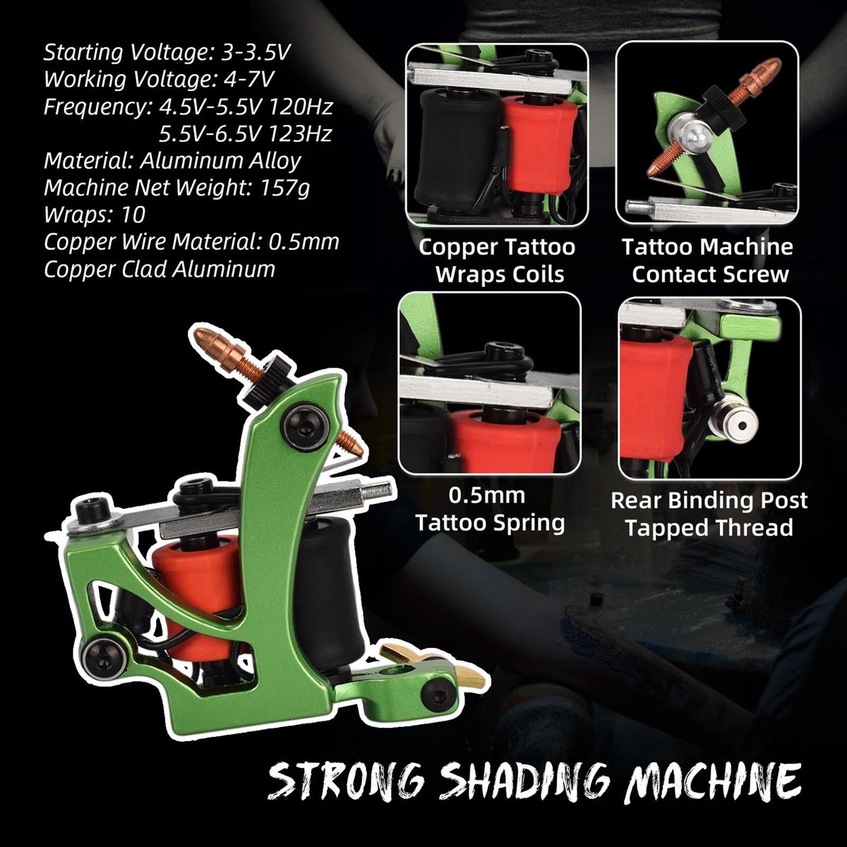 ATOMUS Complete Tattoos Kit Body Art Tattooing Machine Set Powers Source Foot Pedal Grips Tips with for Beginners & Starter Tattoos Aritsts