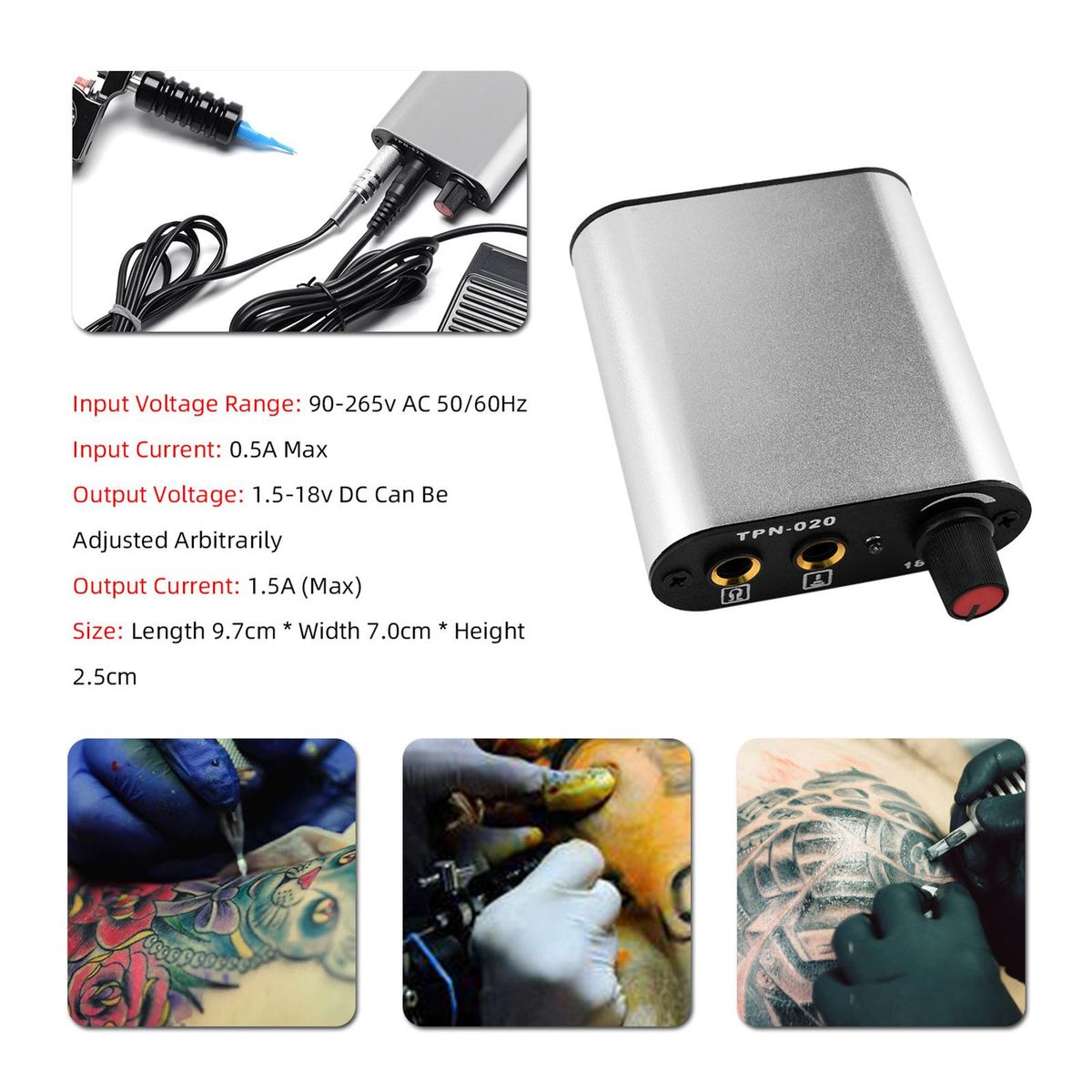 ATOMUS Complete Tattoos Kit Body Art Tattooing Machine Set Powers Source Foot Pedal Grips Tips with for Beginners & Starter Tattoos Aritsts