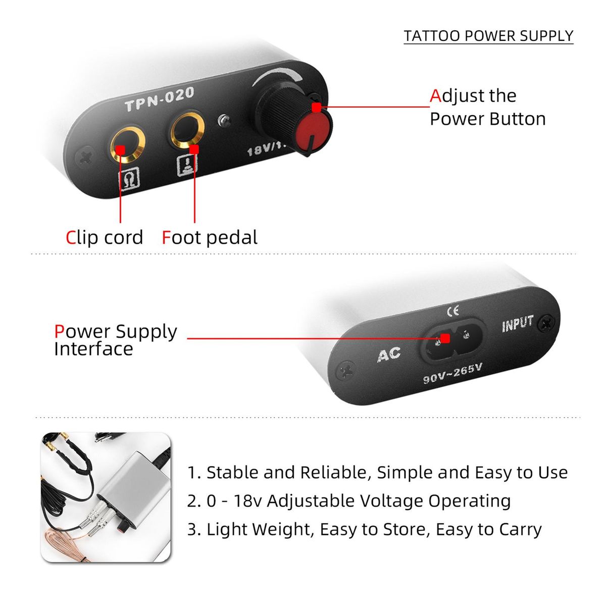ATOMUS Complete Tattoos Kit Body Art Tattooing Machine Set Powers Source Foot Pedal Grips Tips with for Beginners & Starter Tattoos Aritsts