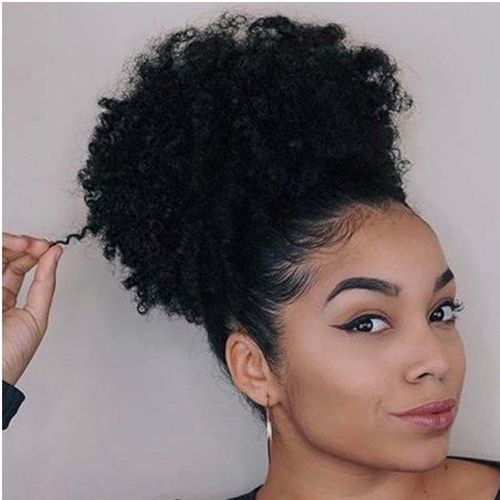 Very Full Soft And Shinny Afro Kinky Ponytail Hair Bun