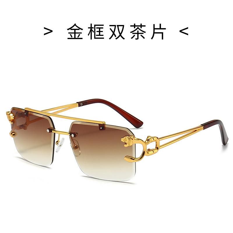 2023 New Double Beam Beveled Sunglasses for Men and Women, Frameless Eyeglasses