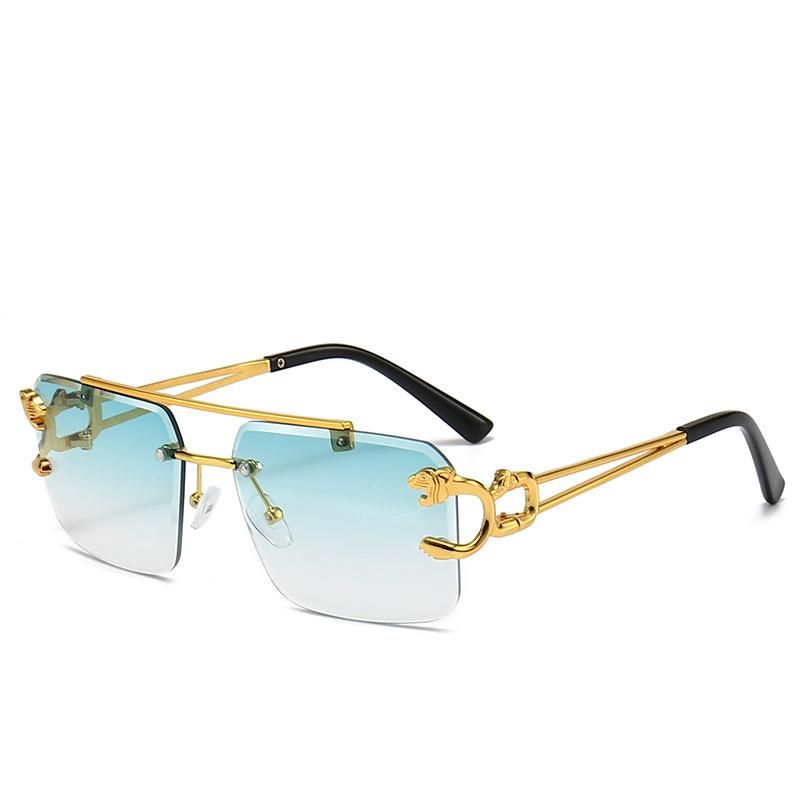 2023 New Double Beam Beveled Sunglasses for Men and Women, Frameless Eyeglasses