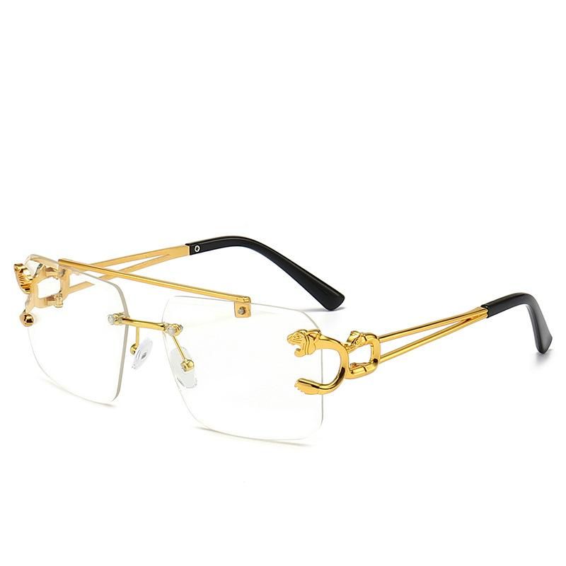 2023 New Double Beam Beveled Sunglasses for Men and Women, Frameless Eyeglasses