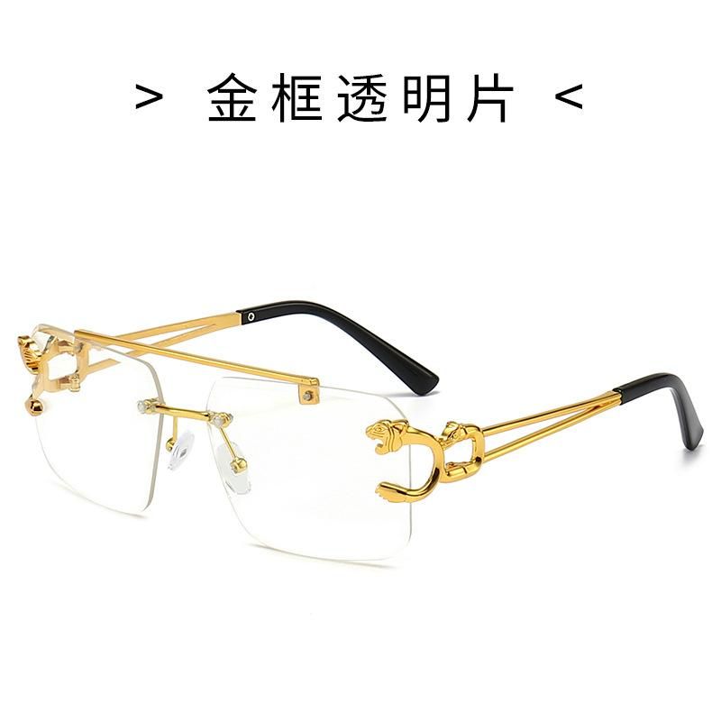 2023 New Double Beam Beveled Sunglasses for Men and Women, Frameless Eyeglasses