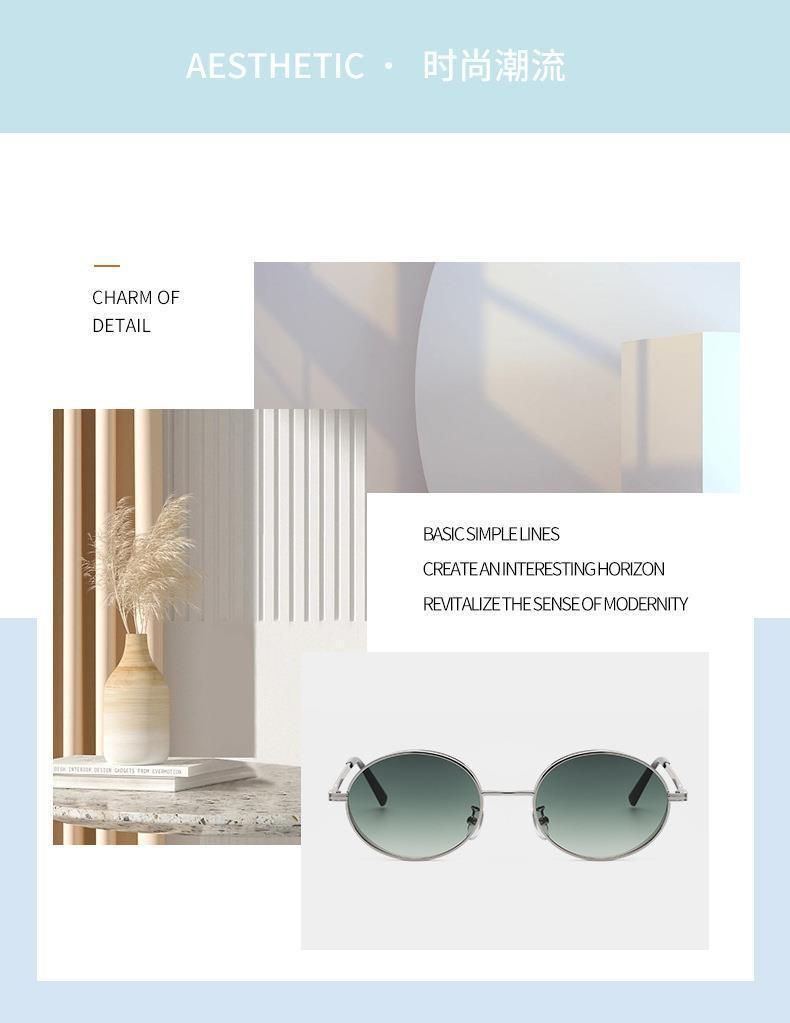 Men's Glasses Oval Metal Punk Couple Sunglasses C6