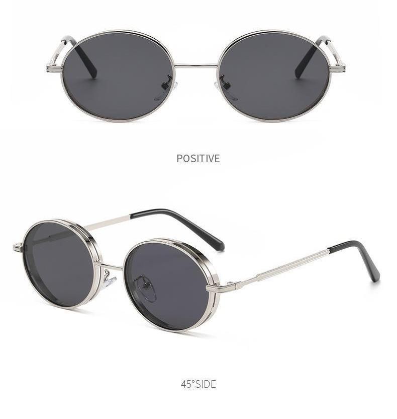 Men's Glasses Oval Metal Punk Couple Sunglasses C6