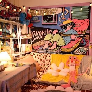 Illustration Background Cloth Hanging Cloth Dormitory Renovation Wall Covering Bedroom Bedside Decorative Tapestry