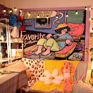 Illustration Background Cloth Hanging Cloth Dormitory Renovation Wall Covering Bedroom Bedside Decorative Tapestry