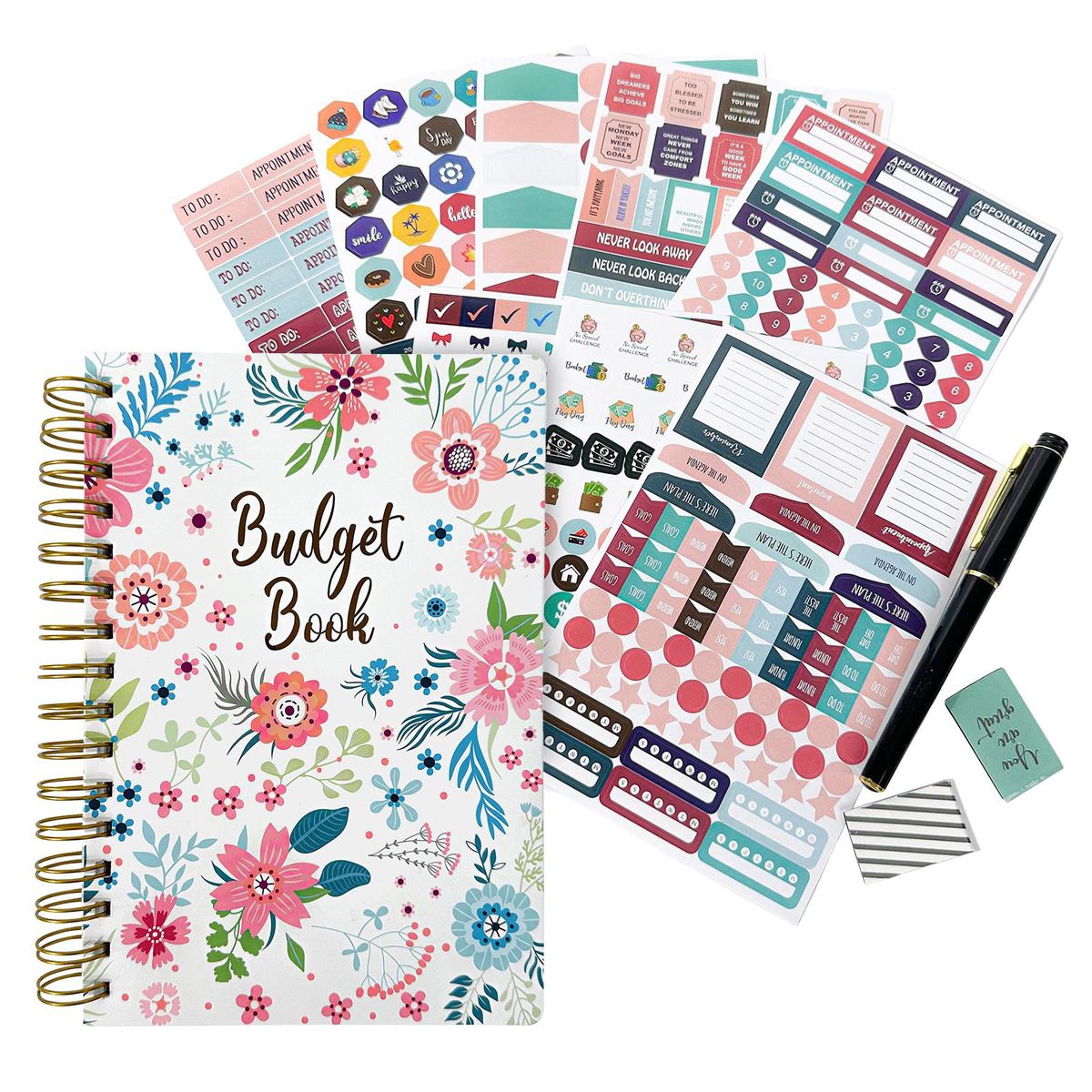DIY Journal Kit Planner Notebook Scrapbook & Diary Supplies Set Fun Cute Art & Crafts Stuff Including Sticker/Paper Clip/Picture Frame/Glittery Tape/Magnetic Bookmark Great Gift for 8-14 Year Old Girl Teens