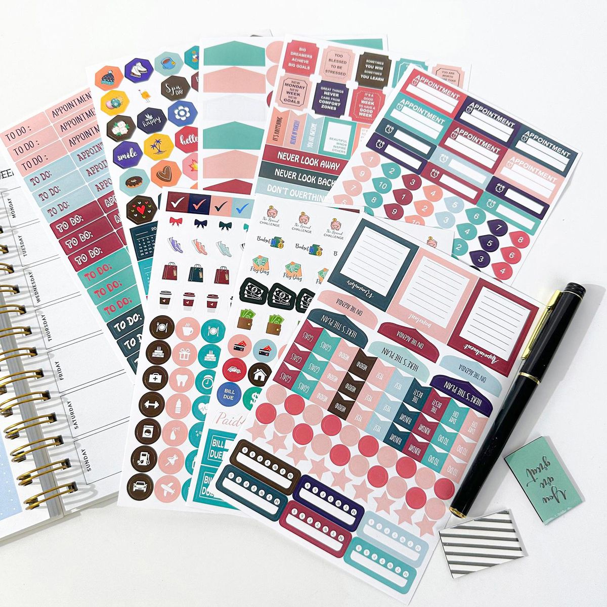 DIY Journal Kit Planner Notebook Scrapbook & Diary Supplies Set Fun Cute Art & Crafts Stuff Including Sticker/Paper Clip/Picture Frame/Glittery Tape/Magnetic Bookmark Great Gift for 8-14 Year Old Girl Teens