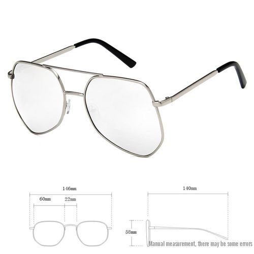 Metal Big Frame Sunglasses Polygonal Colorful Reflective