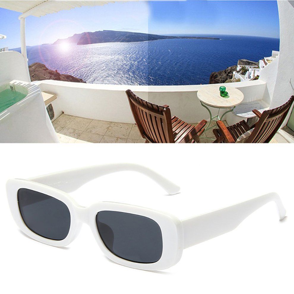 Portable Square Sungl Es Travel Re Tangle Small Vintage Retro Sungl Es-white Frame Black Gray Slices-144*145*40mm