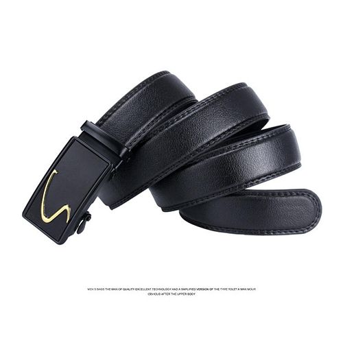 Men's Belt Leather Automatic Buckle - Black