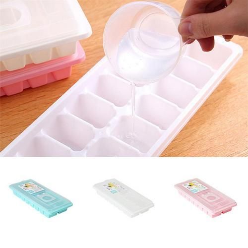 16-grid Food Grade Silicone Ice Mould Maker Tray With Lid Soft Bottom Reusable Ice Tray Ice Mold Kitchen Tools Accessories