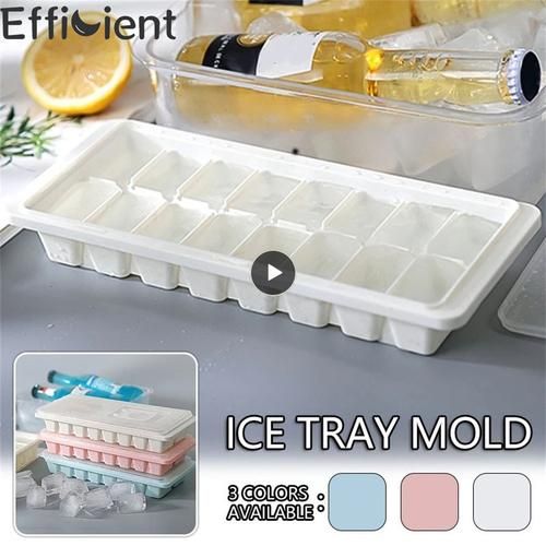 16-grid Food Grade Silicone Ice Mould Maker Tray With Lid Soft Bottom Reusable Ice Tray Ice Mold Kitchen Tools Accessories