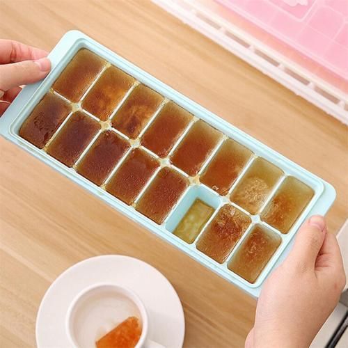 16-grid Food Grade Silicone Ice Mould Maker Tray With Lid Soft Bottom Reusable Ice Tray Ice Mold Kitchen Tools Accessories