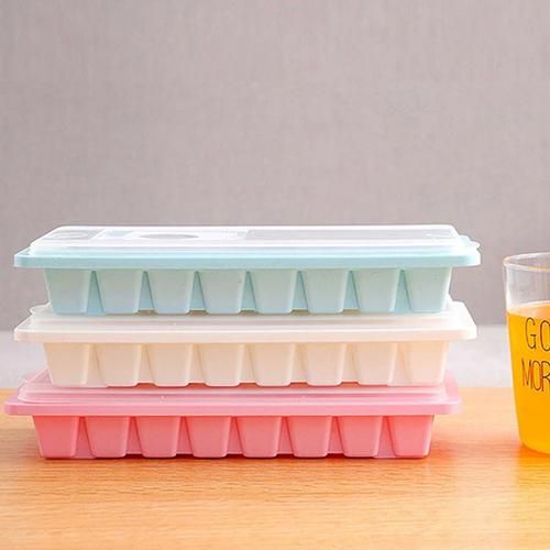 16-grid Food Grade Silicone Ice Mould Maker Tray With Lid Soft Bottom Reusable Ice Tray Ice Mold Kitchen Tools Accessories