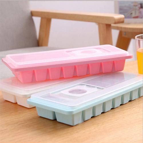 16-grid Food Grade Silicone Ice Mould Maker Tray With Lid Soft Bottom Reusable Ice Tray Ice Mold Kitchen Tools Accessories