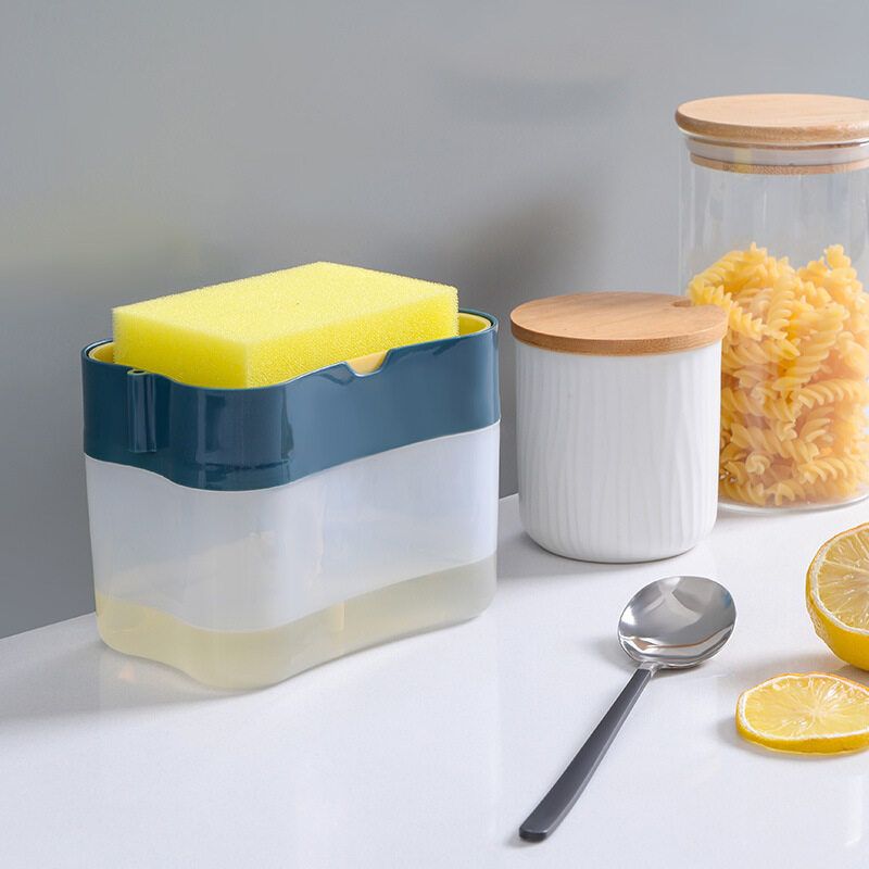 Kitchen 2-in-1 Pump Soap Dispenser And Sponge Caddy