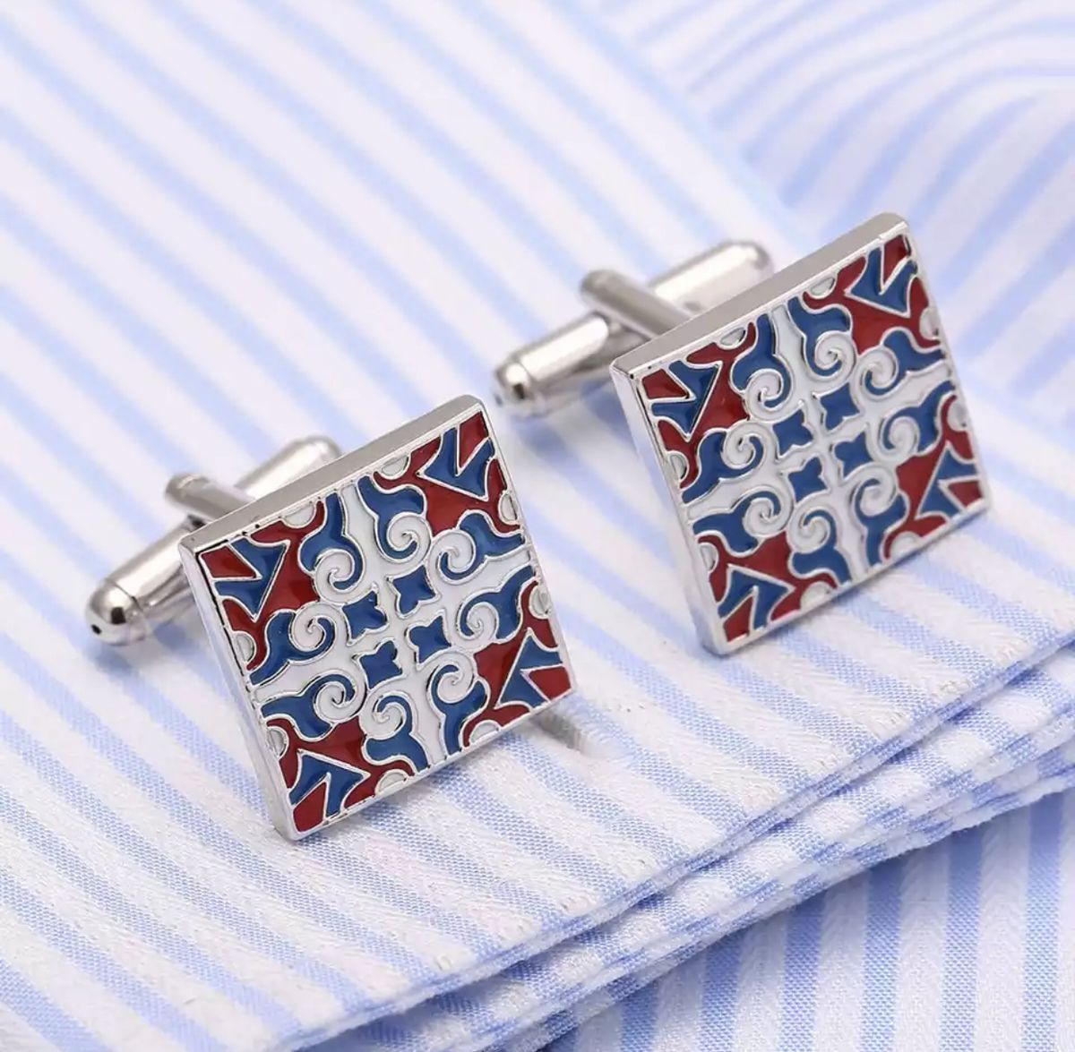 Blue,Red,White & Silver Cufflinks