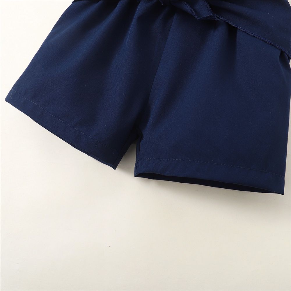 1-5Years Kid Girl Floral Short Sleeve Top+Plain Color Shorts+Headwear