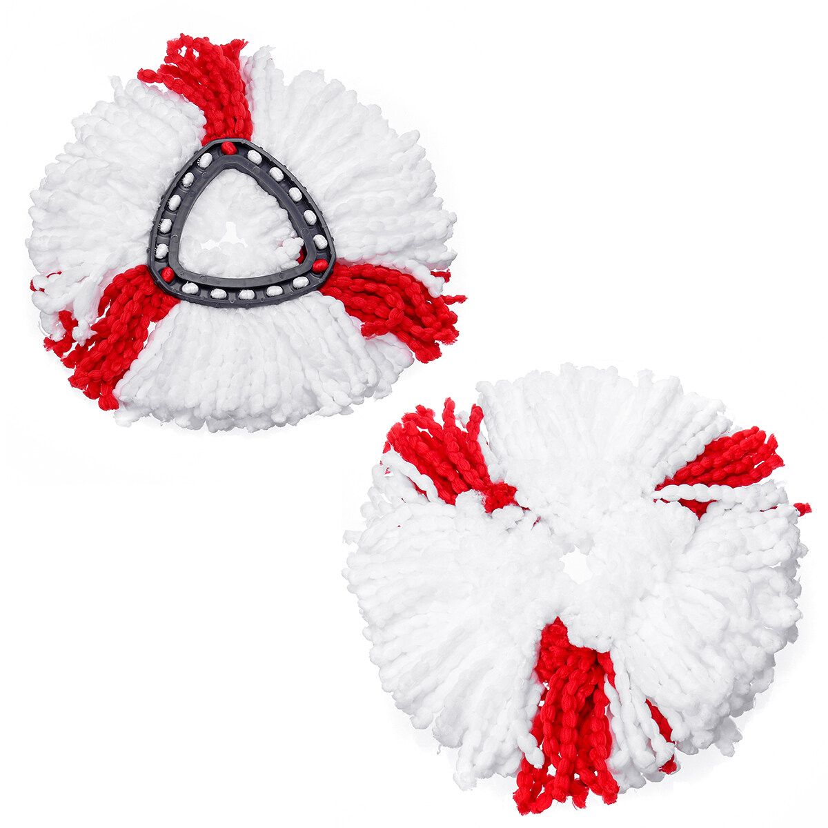 2pcs Easy 360° Magic Rotating Spin Mop Head Microfiber Replacement Head Apply To Adapt O-Cedar / Vileda Triangle Mop Red