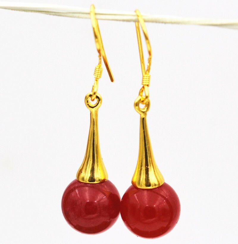 Beautiful Natural Res Ruby Gemstone Dangle Earrings