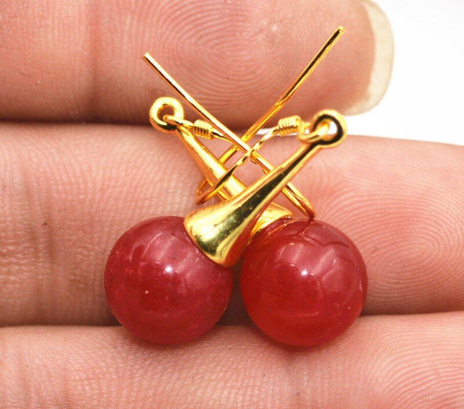 Beautiful Natural Res Ruby Gemstone Dangle Earrings