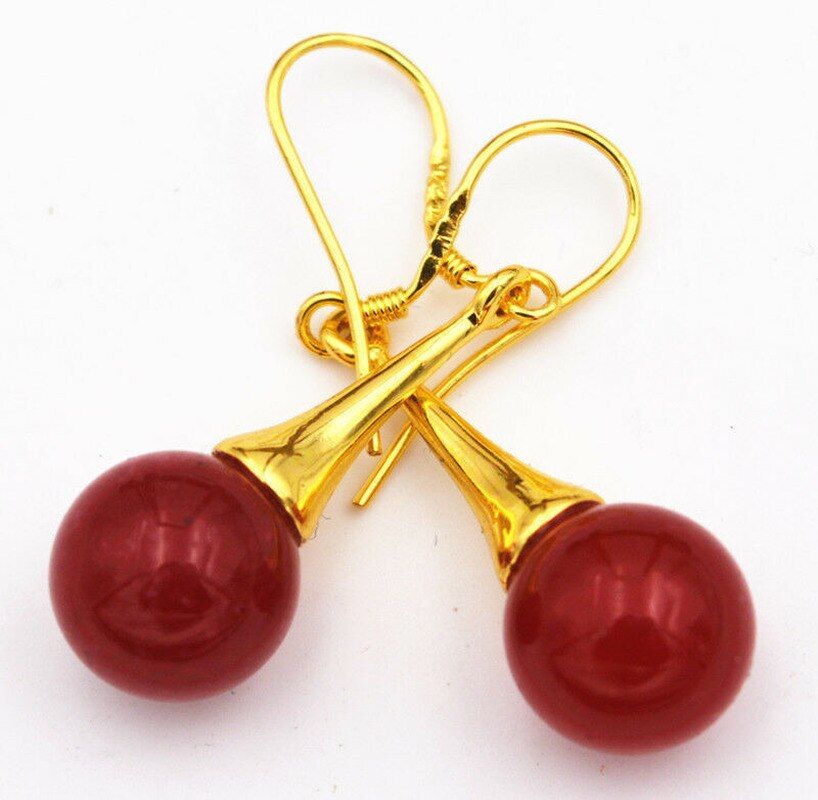 Beautiful Natural Res Ruby Gemstone Dangle Earrings