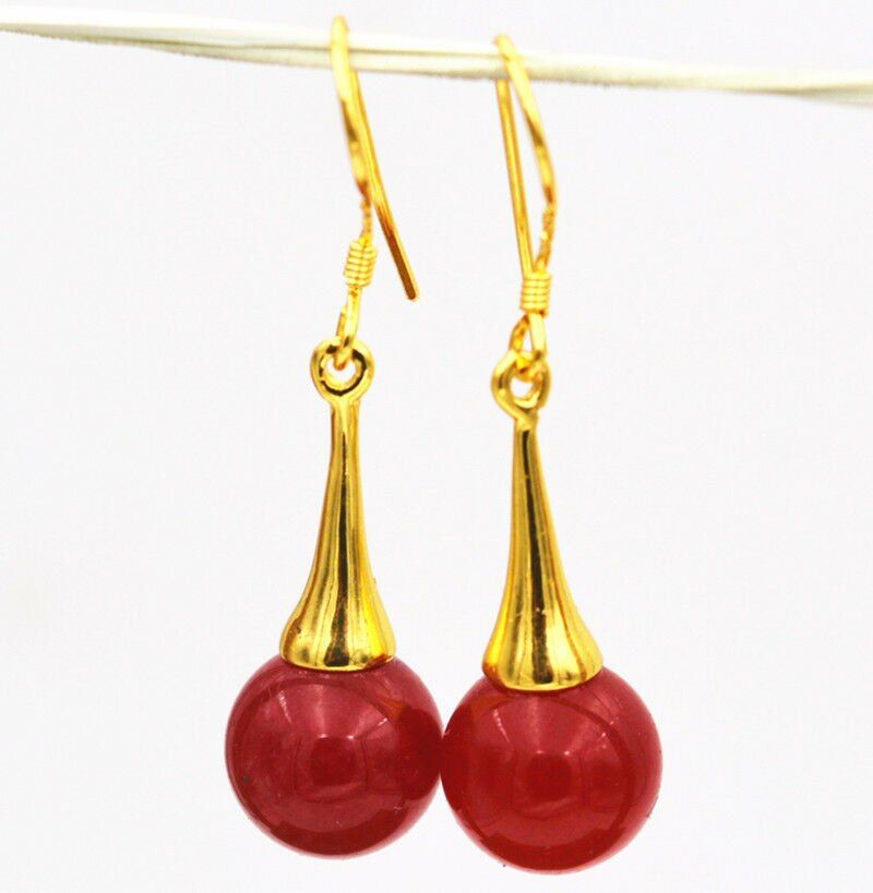 Beautiful Natural Res Ruby Gemstone Dangle Earrings