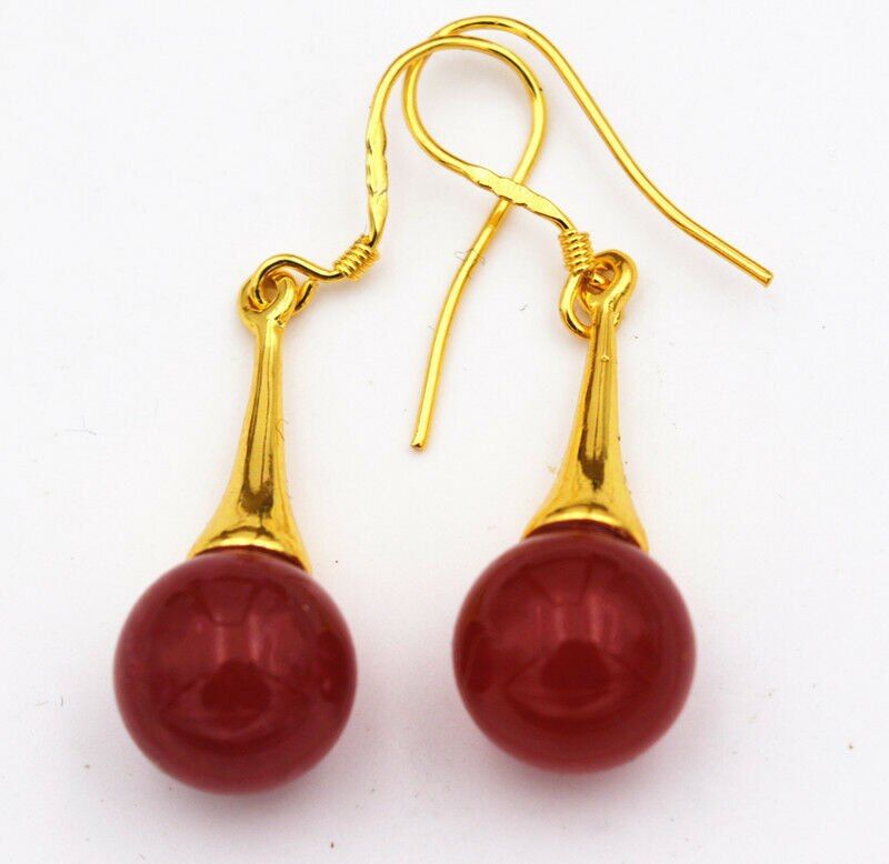 Beautiful Natural Res Ruby Gemstone Dangle Earrings