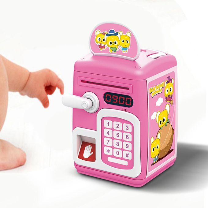 ATM Piggy Bank With Music And Light Saving Box For Boys Girls Pink