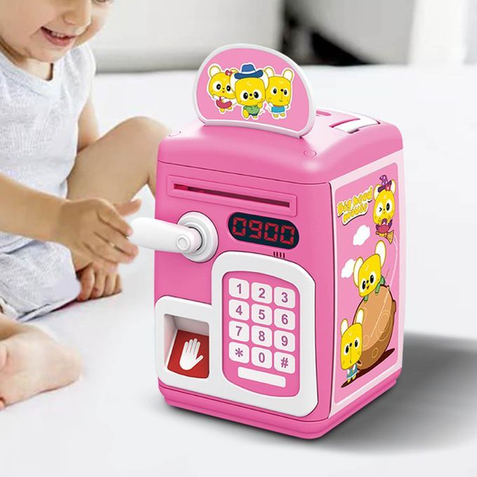 ATM Piggy Bank With Music And Light Saving Box For Boys Girls Pink