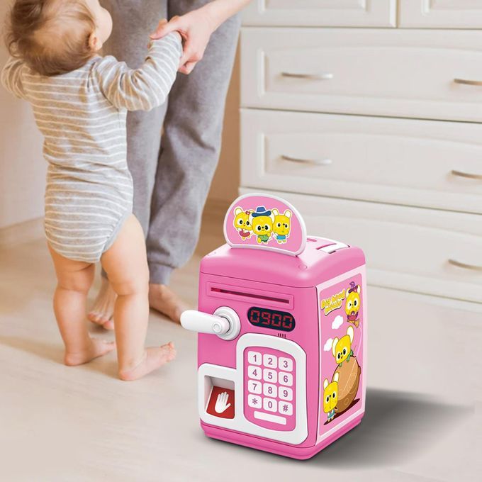 ATM Piggy Bank With Music And Light Saving Box For Boys Girls Pink