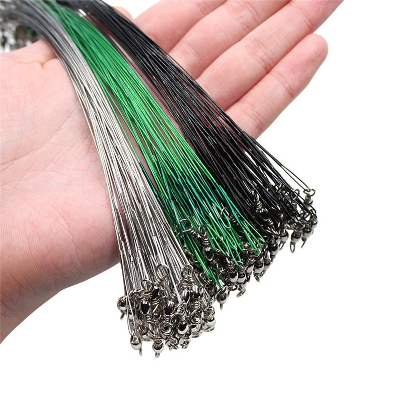 20pcs/lot Steel Wire Leader With Swivel Anti-bite Fishing Line 10/15/20/30cm Fishing