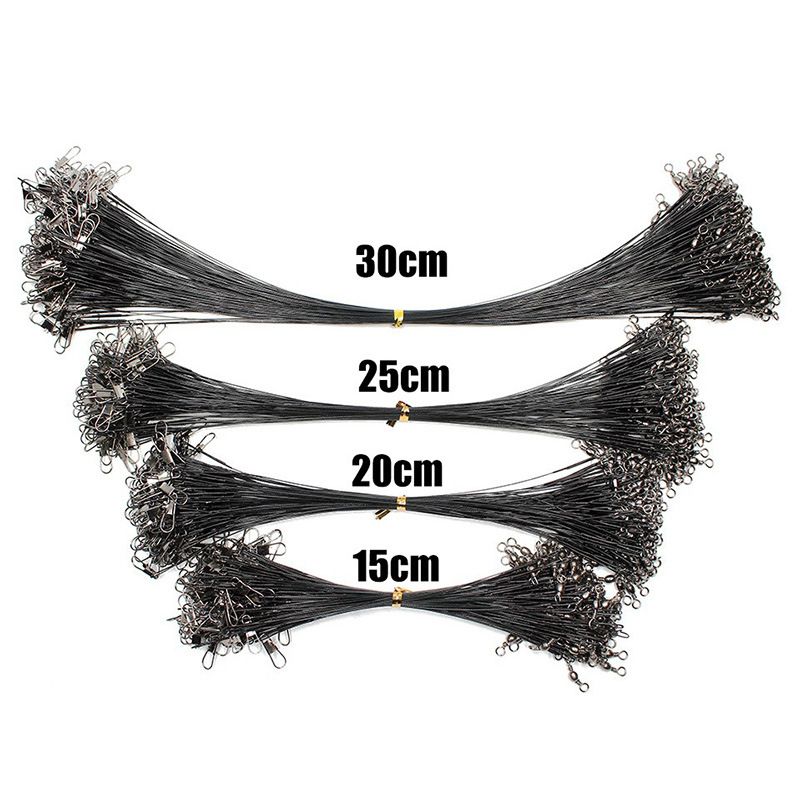 20pcs/lot Steel Wire Leader With Swivel Anti-bite Fishing Line 10/15/20/30cm Fishing