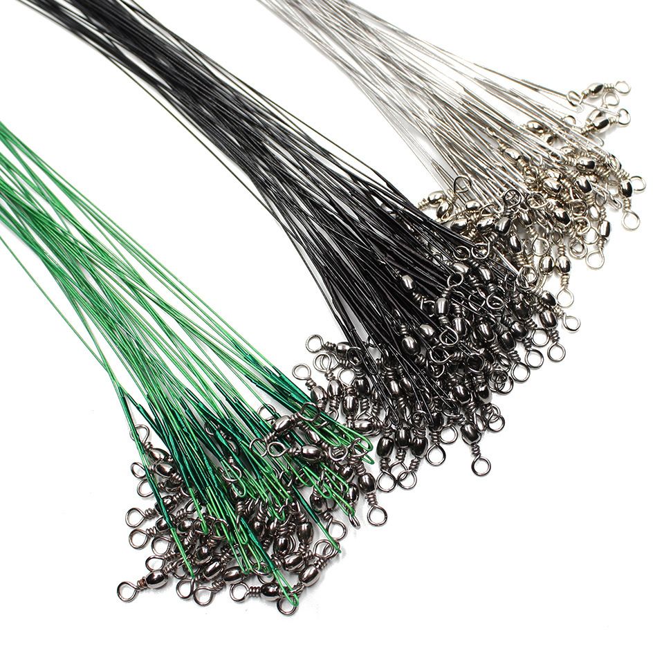 20pcs/lot Steel Wire Leader With Swivel Anti-bite Fishing Line 10/15/20/30cm Fishing
