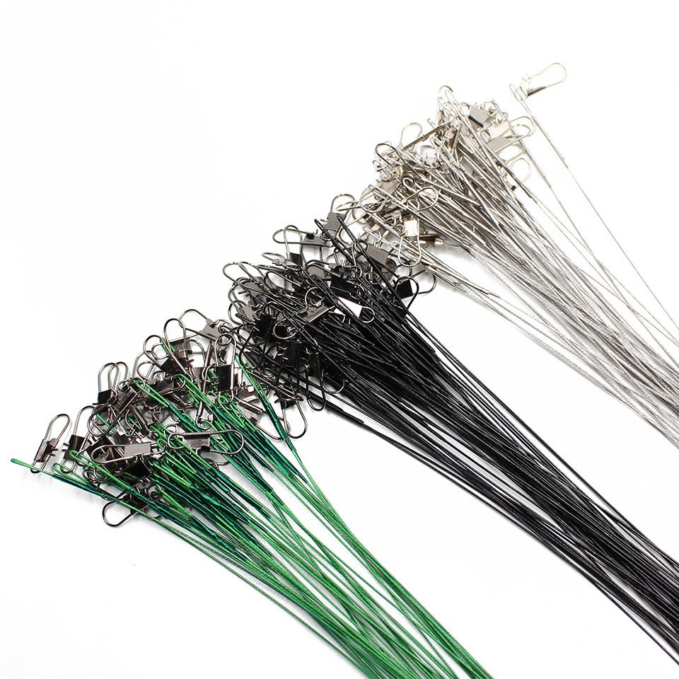 20pcs/lot Steel Wire Leader With Swivel Anti-bite Fishing Line 10/15/20/30cm Fishing