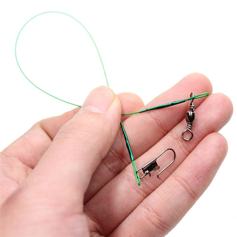 20pcs/lot Steel Wire Leader With Swivel Anti-bite Fishing Line 10/15/20/30cm Fishing