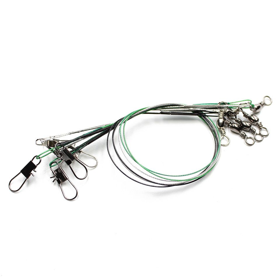 20pcs/lot Steel Wire Leader With Swivel Anti-bite Fishing Line 10/15/20/30cm Fishing