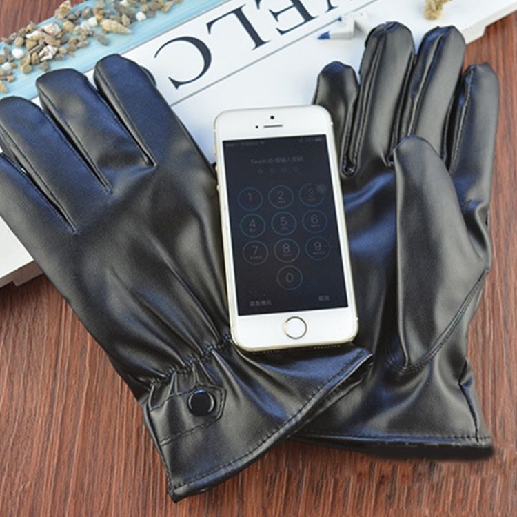 Riding Waterproof PU Leather Warm Gloves