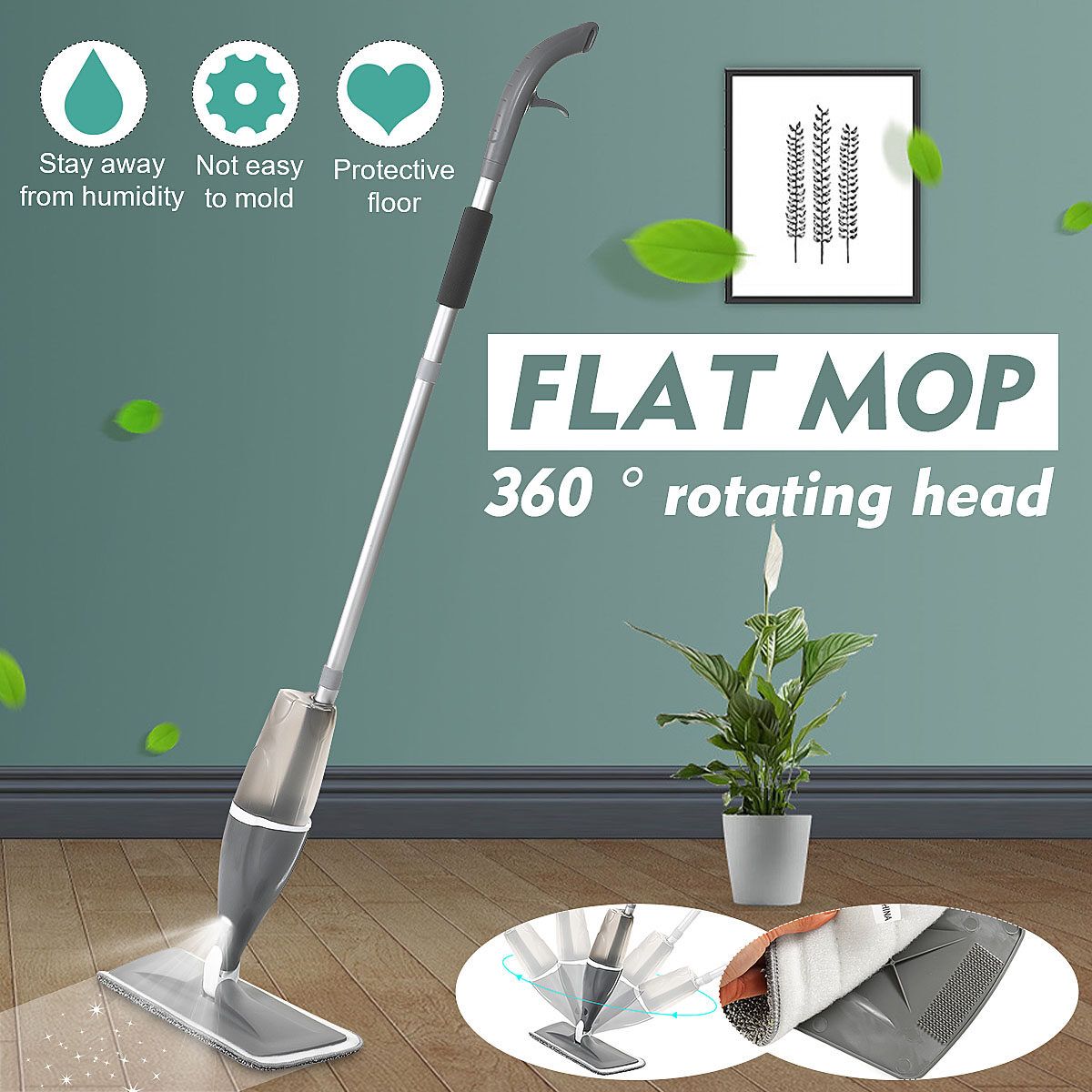 Multifunctional Water Spray Flat Mop Practical Household Floor Cleaning Tool